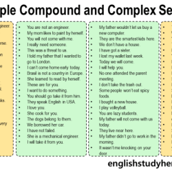 Simple compound complex compound-complex sentences worksheet